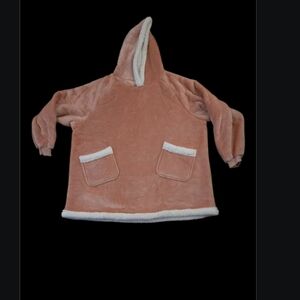 Bedsure Pink Sherpa Hoodie, Wearable Blanket. One size